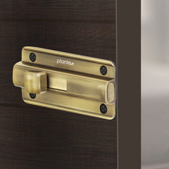 Plantex Premium Heavy Duty Door Stopper/Door Lock Latch for Home and Office Doors - Pack of 4 (Brass Antique)