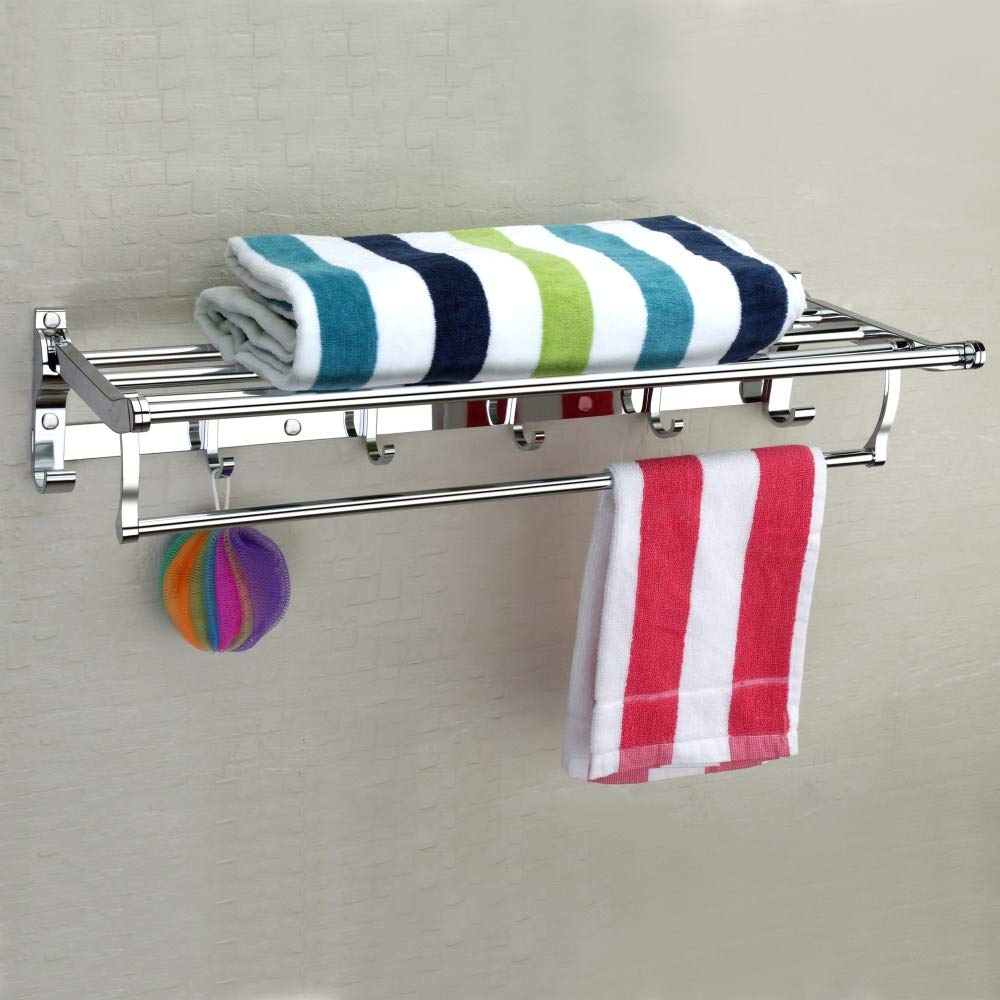 Plantex Royal Foldable Towel Rack for Bathroom – Stainless Steel & 2 Feet Long – Towel Stand/Towel Holder/Bathroom Accessories for Home