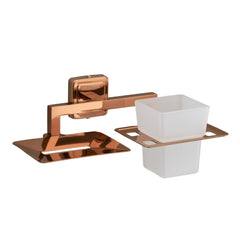 Plantex Stainless Steel 304 Grade Decan 2in1 Soap Dish with Tumbler Holder/Soap Stand/Tooth Brush Holder/Bathroom Accessories - Pack of 3 (650 - PVD Rose Gold)