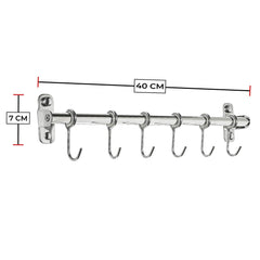 Plantex Anti Rust 304 Grade Stainless Steel Hook Hanger Rail/Towel Rod/Hook Rail for Bathroom and Kitchen (Silver)