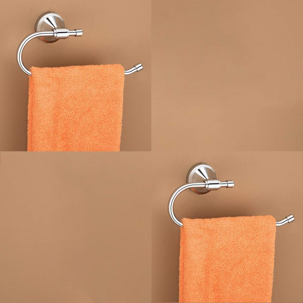 Plantex Stainless Steel 304 Grade Niko Napkin Ring/Towel Ring/Napkin Holder/Towel Hanger/Bathroom Accessories(Chrome) - Pack of 2