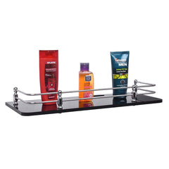 Plantex Premium Black Glass Shelf for Bathroom/Kitchen/Living Room - Bathroom Accessories (Polished 12x6 - Pack of 1)
