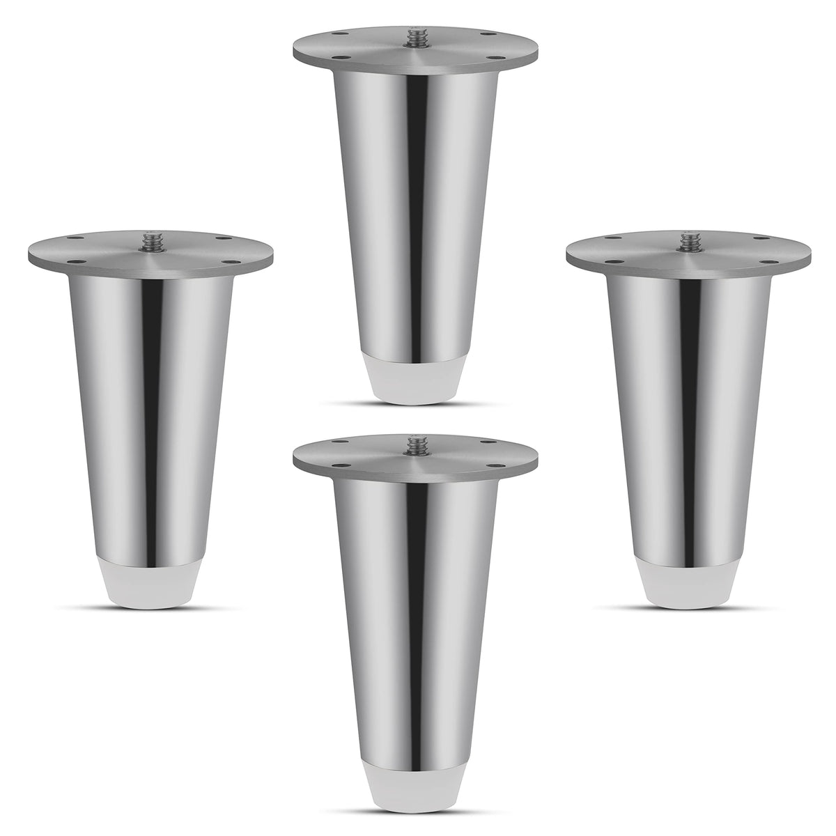 Plantex Heavy Duty Stainless Steel 4 inch Sofa Leg/Bed Furniture Leg Pair for Home Furnitures (DTS-53, Chrome) – 6 pcs