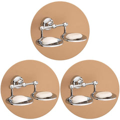 Plantex Stainless Steel 304 Grade Skyllo Double Soap Holder for Bathroom/Soap Dish/Bathroom Soap Stand/Bathroom Accessories(Chrome) - Pack of 3
