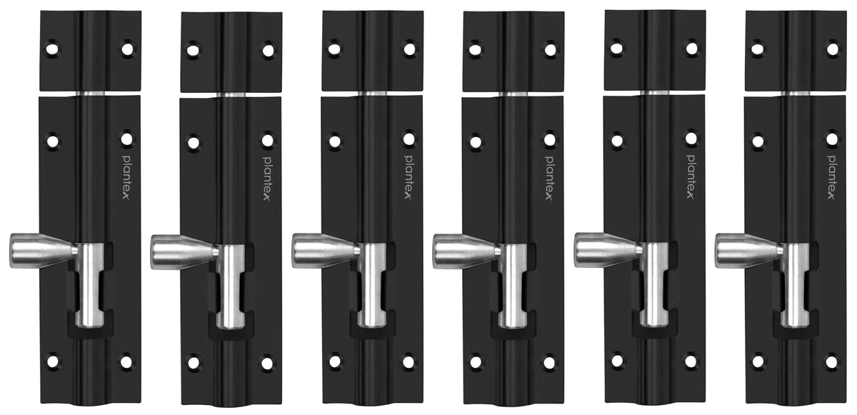Plantex 4- inches Long Tower Bolt for Door/Windows/Wardrobe - Multicolour (Pack of 6)