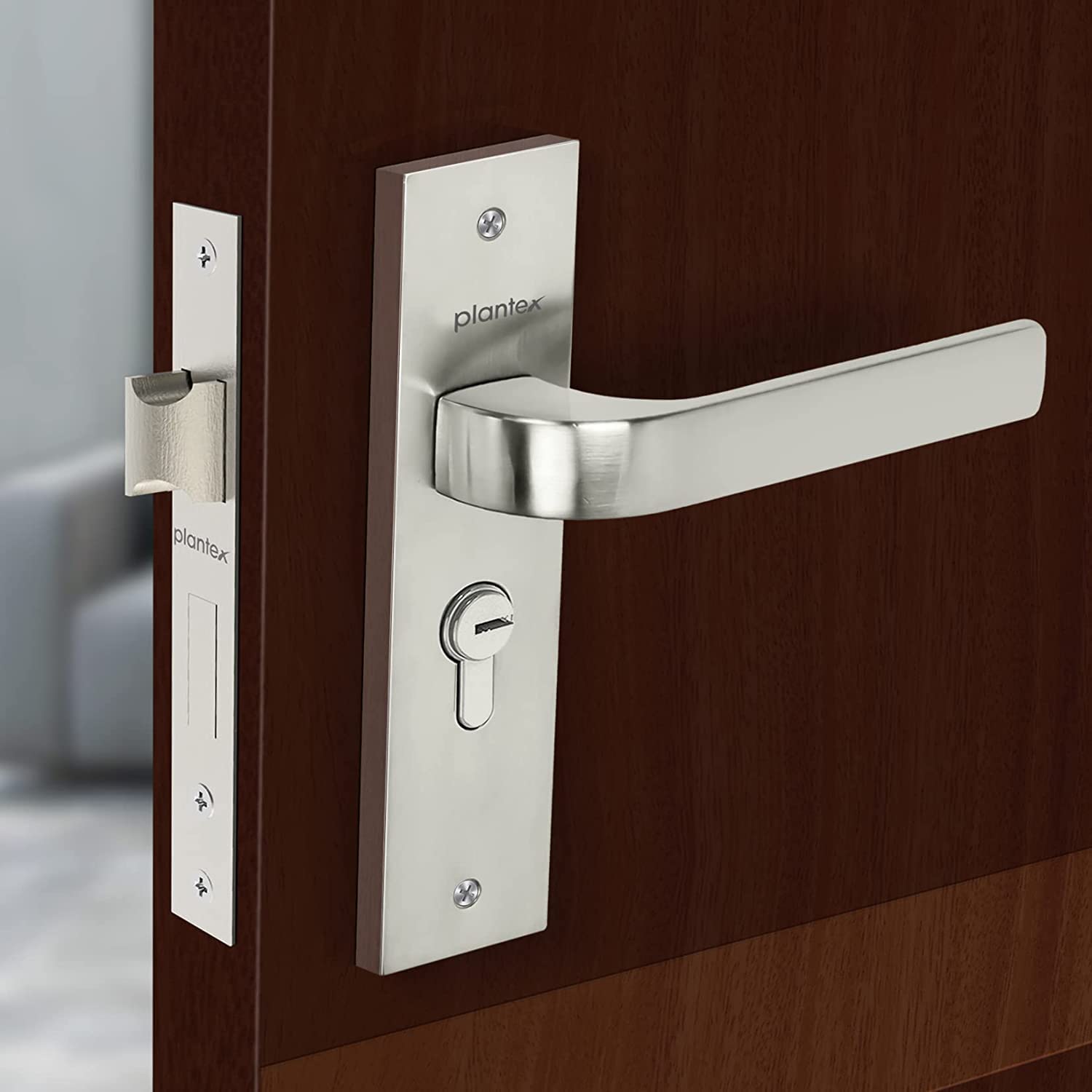 Plantex Heavy Duty Door Lock - Main Door Lock Set with 3 Keys/Mortise Door Lock for Home/Office/Hotel (8107 - Matt) - Pack of 10