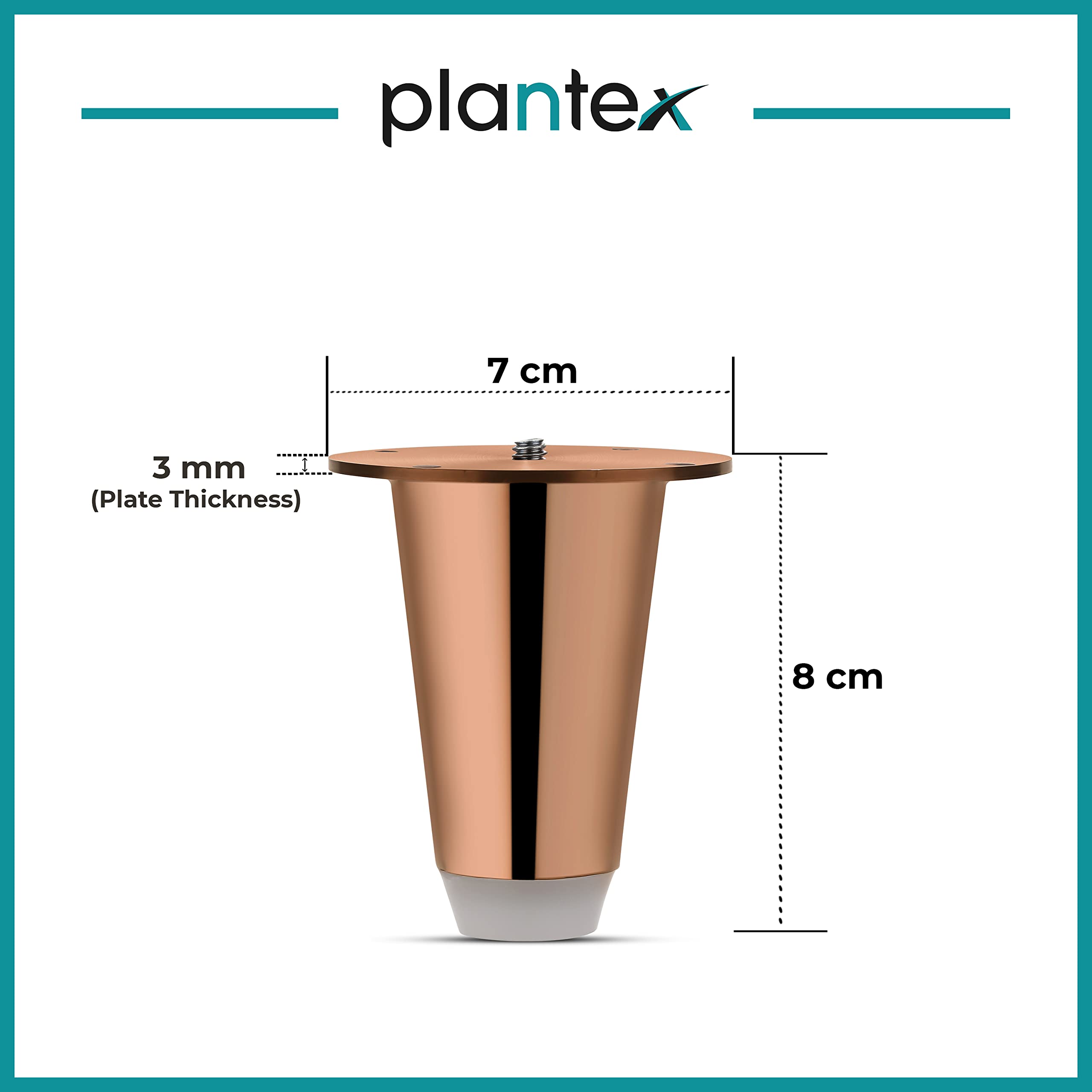 Plantex Heavy Duty Stainless Steel 3 inch Sofa Leg/Bed Furniture Leg Pair for Home Furnitures (DTS-53, Rose Gold) – 8 Pcs