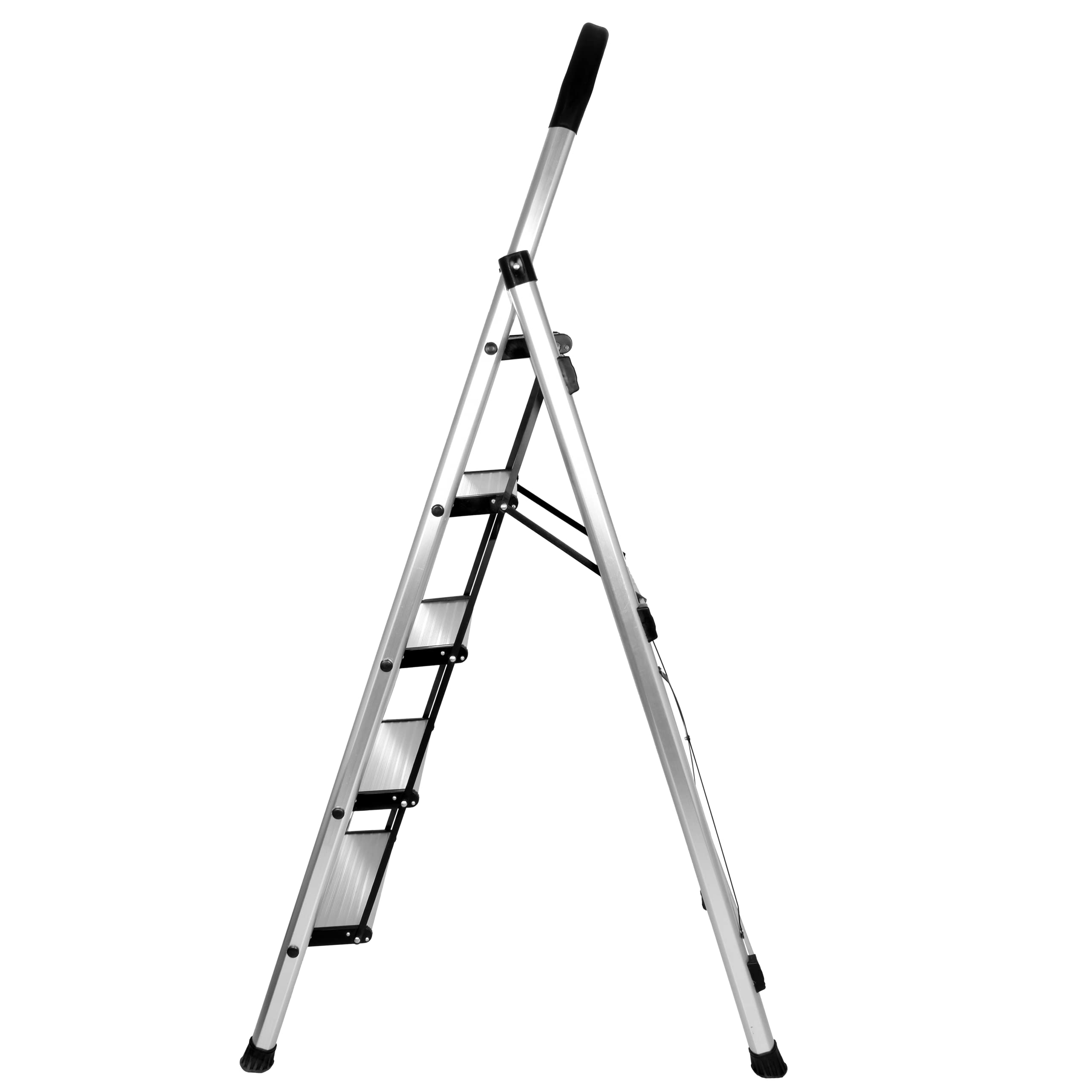 Plantex Premium Folding Aluminium Ladder for Home Use/Wide Anti Skid Step Ladder(Anodize-Silver) (Aluminum, 5 Step)