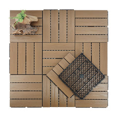 Plantex Tiles for Floor-Interlocking Wood Plastic Composite(WPC) Tiles/Garden Tile/Quick Flooring Solution for Indoor/Outdoor Deck Tile-Pack of 6 (CEM)