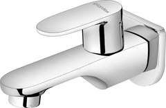 Plantex ORN-201 Pure Brass Single Lever Bib Cock with Teflon Tape & Brass Wall Flange for Bathroom Basin Faucet/Kitchen Sink Tap (Mirror-Chrome Finish)