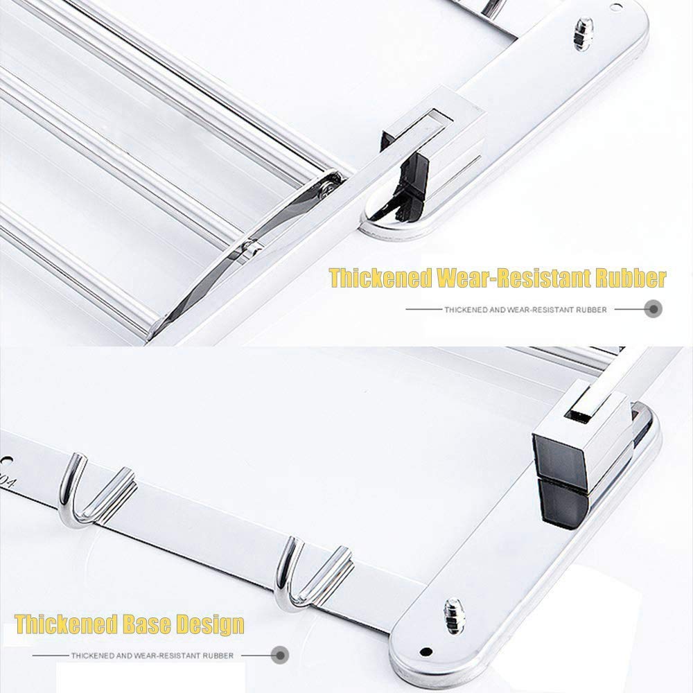 Plantex Bathroom Accessories-Stainless Steel 304 Grade Folding Towel Rack/Towel Hanger/Bathroom Organizer(24 Inch-Chrome)