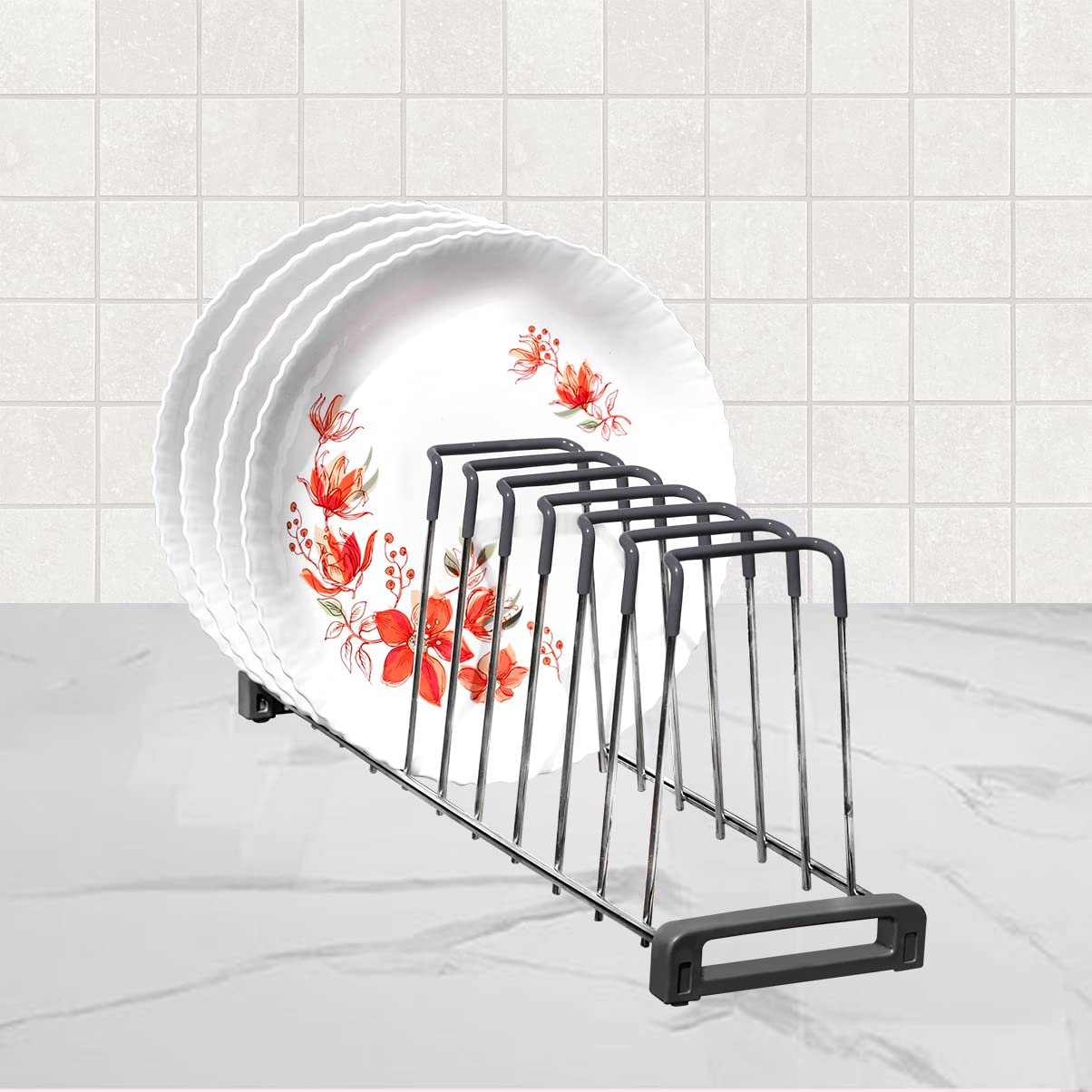 Plantex Deluxe Stainless Steel Dish Rack/Plate Rack/Thali Stand/Dish Stand/Utensil Rack - Chrome