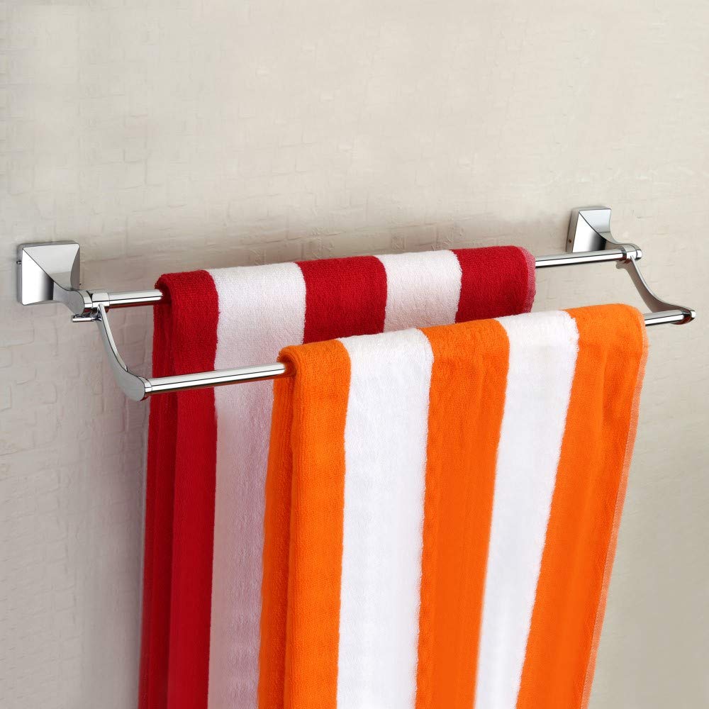 Plantex Stainless Steel Folding Towel Rod/Folding Towel Hanger for Bathroom/Towel Stand/Bathroom Accessories(24 Inch-Chrome/Silver)