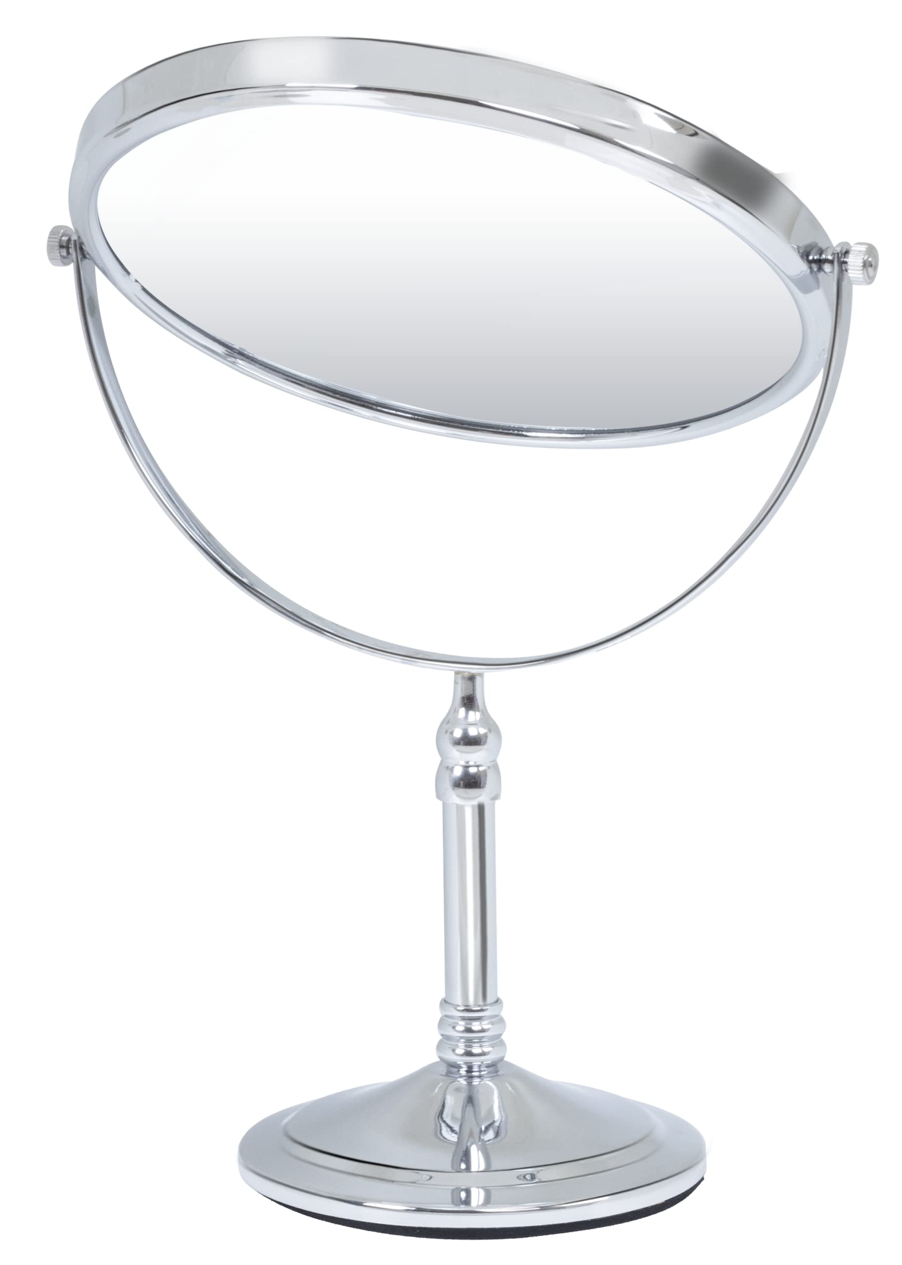 Plantex Brass Magnifying Mirror/Dual-Side 360° Swivel Mirror/Counter-Top Bathroom Mirror/Zoom/Makeup/Vanity Mirror - Chrome