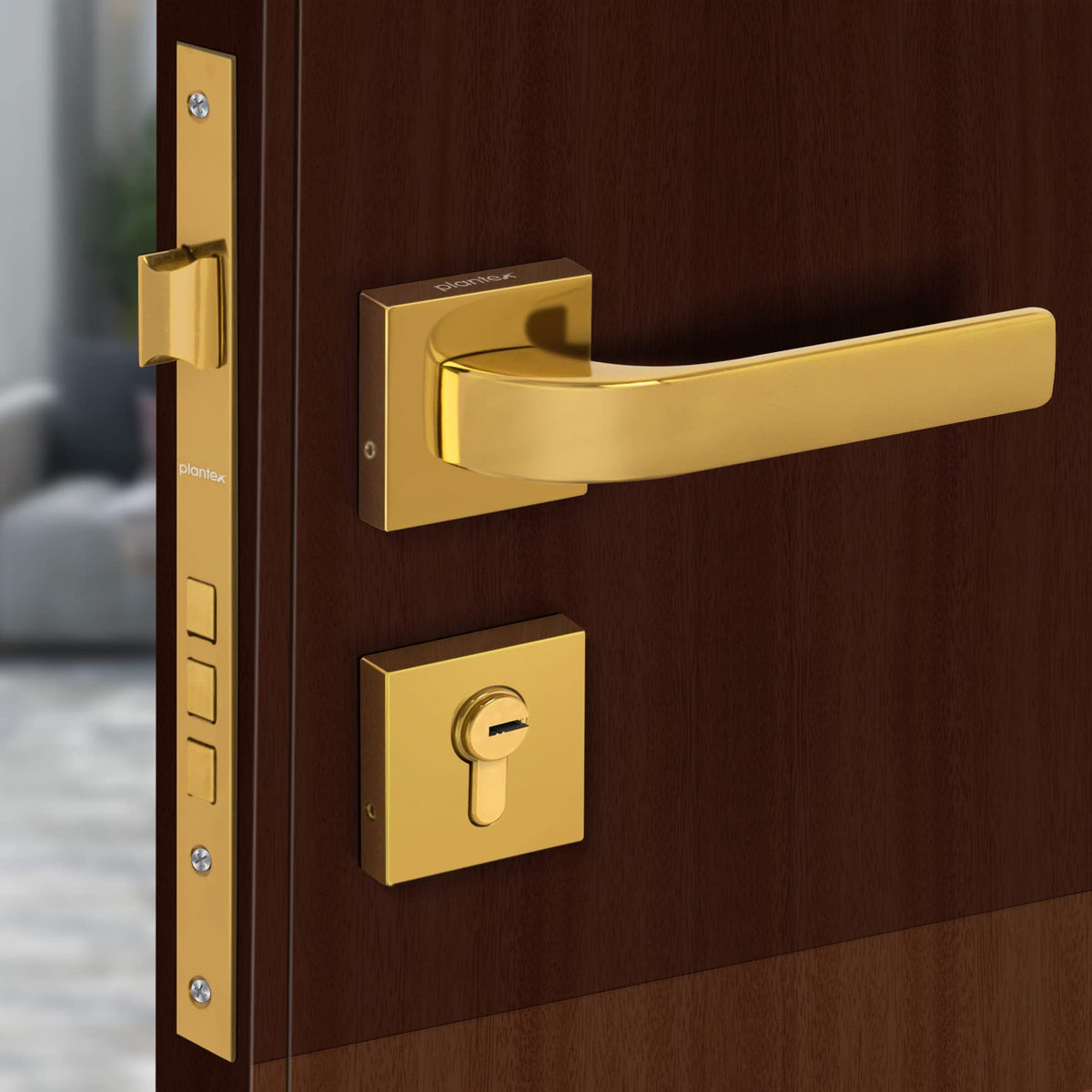 Plantex Heavy Duty Door Lock - Main Door Lock Set with 3 Keys/Mortise Door Lock for Home/Office/Hotel (7107 - Gold)