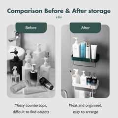 Primax Bathroom Accessories-Bathroom Corner/Shelf/Self-Adhesive Wall-Mount Shelf with Towel Hanger/Bathroom Organizer - Green (Pack of 4)