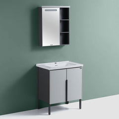 Plantex Aluminum Bathroom Vanity Cabinet Set/LED Light Glass Mirror Cabinet/Ceramic Basin for Bathroom - Pack of 1 (APS-1101-70-Grey)