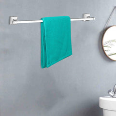 Plantex Stainless Steel 304 Grade Squaro Towel Hanger for Bathroom/Towel Rod/Bar/Bathroom Accessories(24inch-Chrome) - Pack of 2