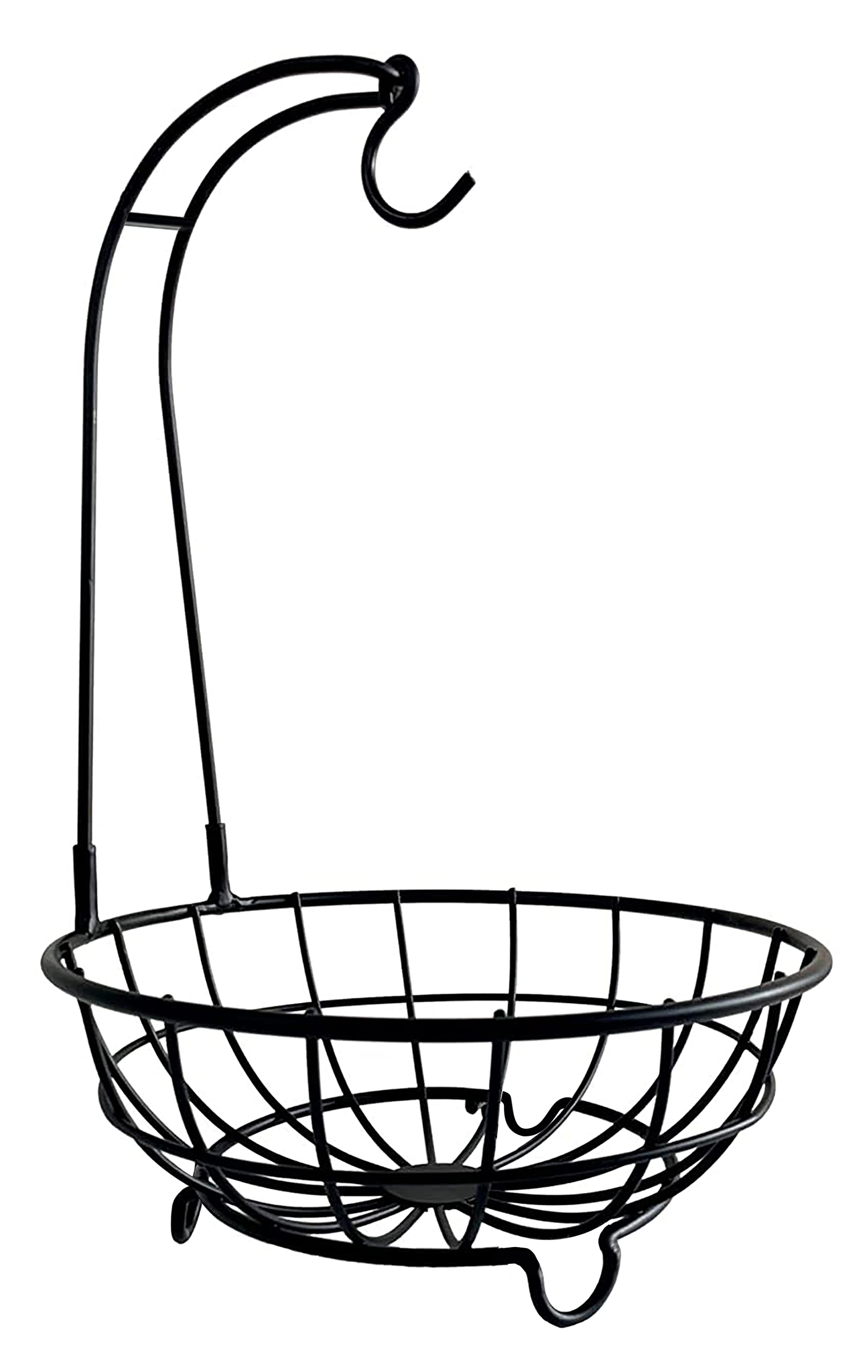 Plantex Heavy Steel Fruit & Vegetable Basket Bowl with Removable Banana Hanger for Dining Table/Kitchen - Countertop (Black)