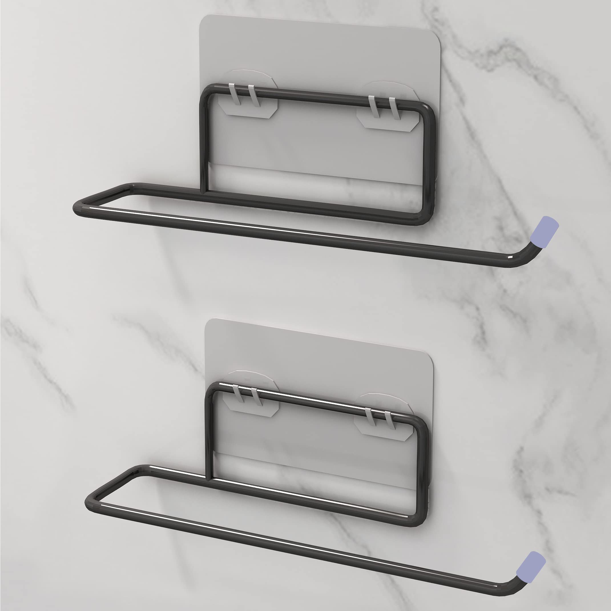 Plantex Self Adhesive GI Steel Toilet Paper Roll Holder/Hanger (Black - Pack of 2)