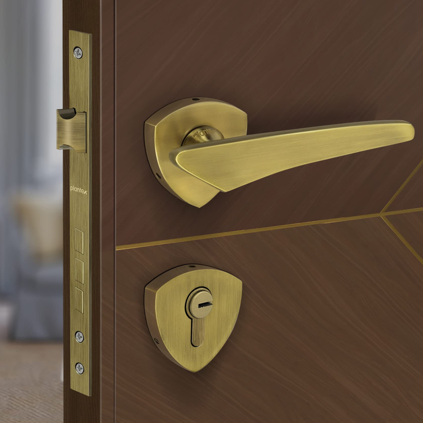 Plantex Door Lock-Fully Brass Main Door Lock with 4 Keys/Mortise Door Lock for Home/Office/Hotel (Sumer-3060, Brass Antique)