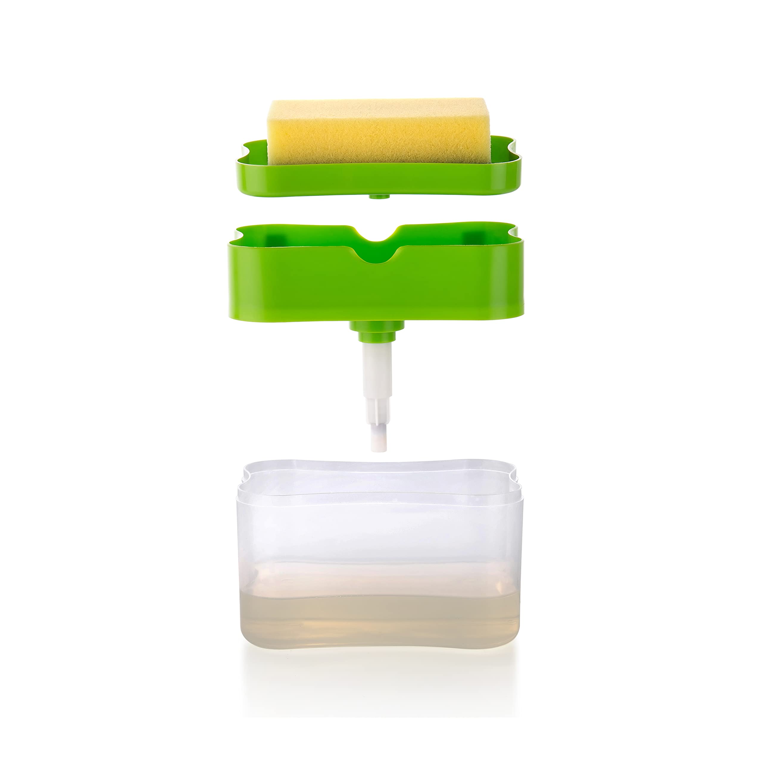 Plantex ABS Plastic 2 In1 Soap Dispenser/Sponge Holder with Sponge for Kitchen (Multi-Color, 400ml)