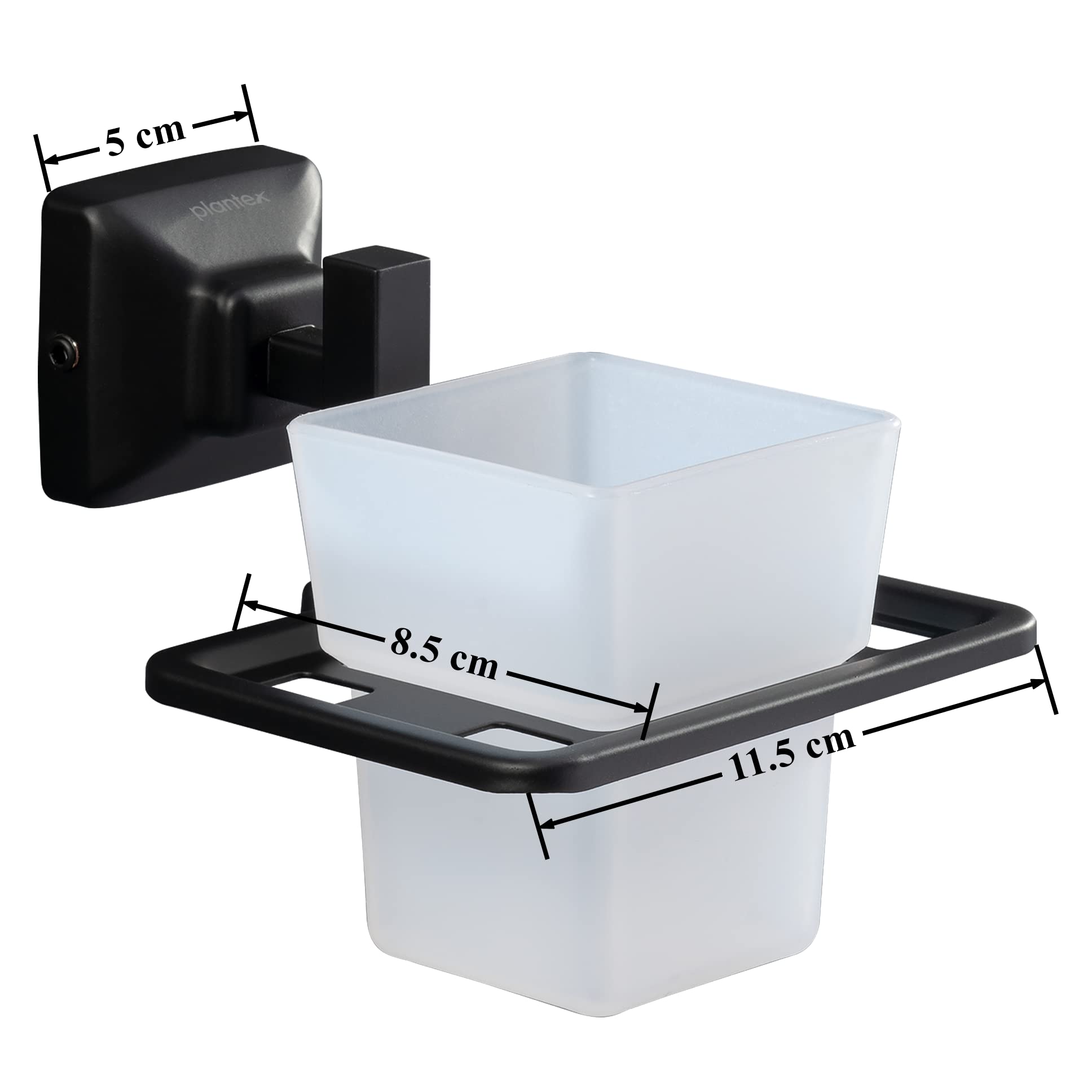 Plantex Stainless Steel 304 Grade Squaro Tumbler Holder/Tooth Brush Holder/Bathroom Accessories (Black) - Pack of 1