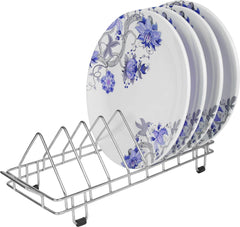 Plantex Stainless Steel Dish/Lid/Plate Rack Stand/Holder/Organizer for Kitchen Cabinet - Chrome Plated (for 8 Plates)