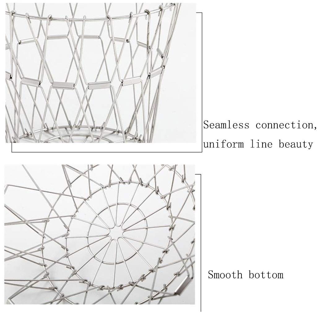 Plantex Multipurpose Stainless Steel Modern Folding Fruit and Vegetable Basket (Silver, 8 Shapes)