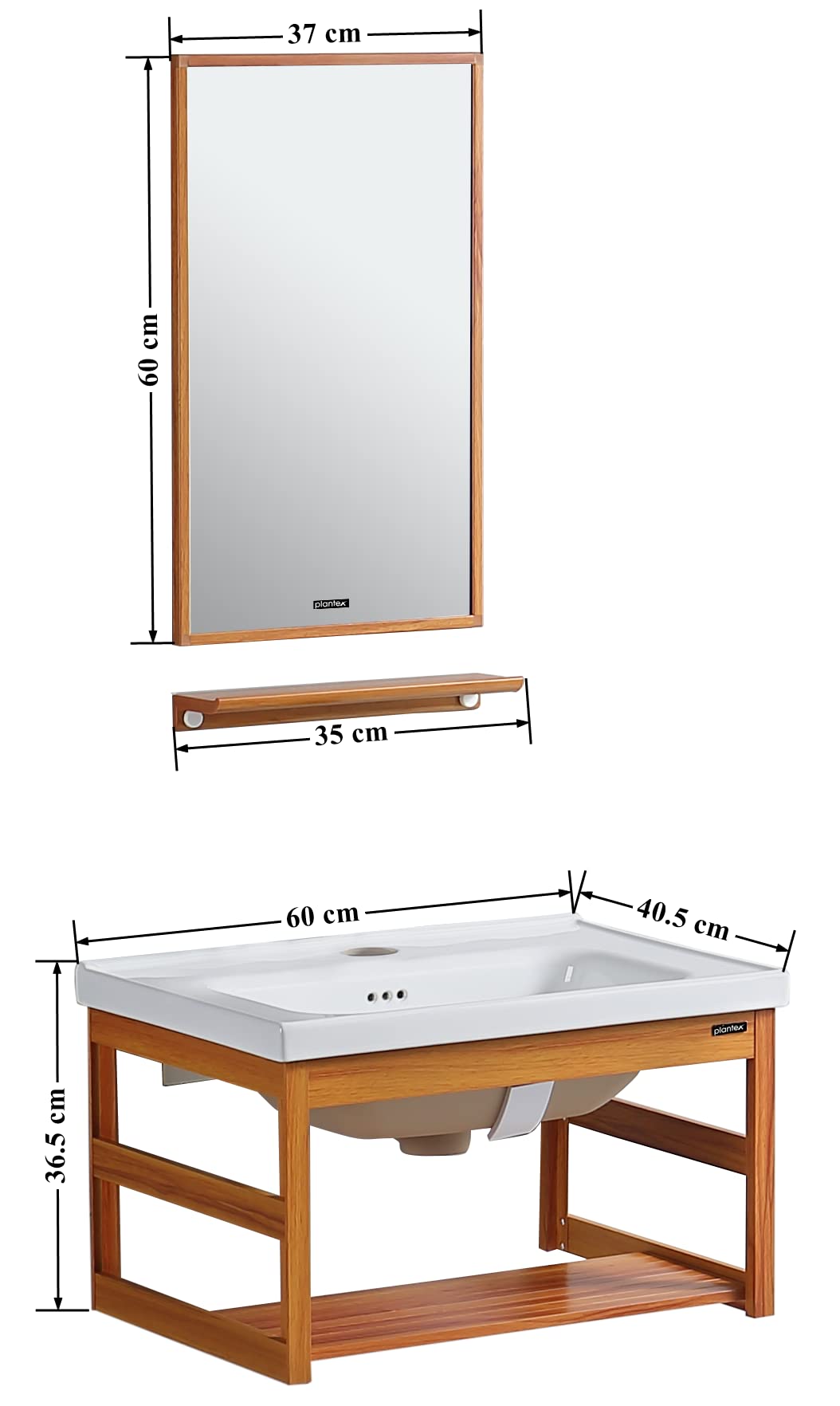 Plantex Aluminum Bathroom Vanity Cabinet Set with Sink/Mirror & Ceramic Basin for Bathroom – (APS-PL-60-Yellow)