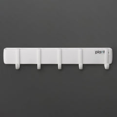 Plantex ABS Plastic Magnetic Hook Rail with J-Shape Hooks for Walls of Bathroom/Kitchen Hookrail Bar for Hanging Clothes/Towel/Keys - Pack of 1 (5 Hooks-White)