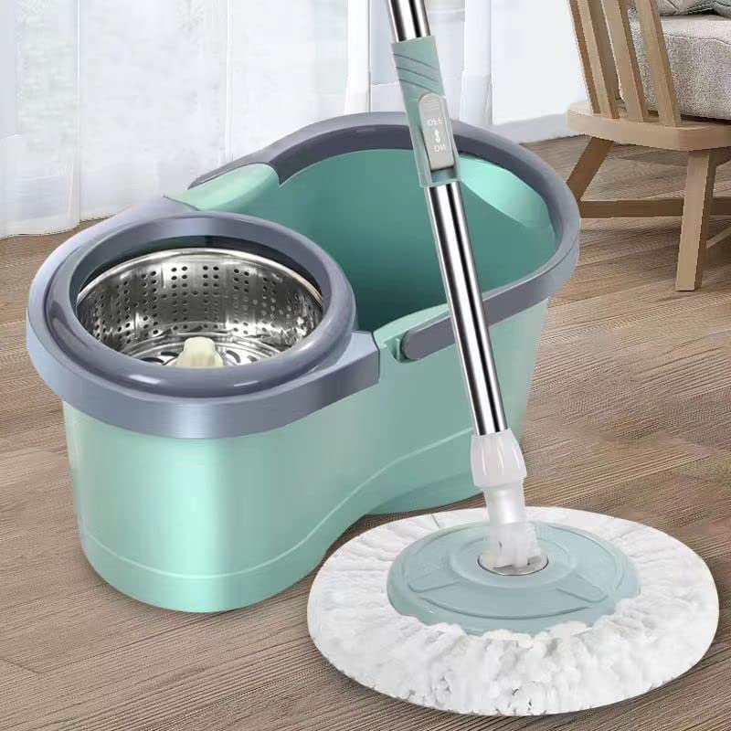 Plantex ABS Plastic Mop with Stainless Steel Wringer Basket with Microfiber Refill – Floor Mopping System