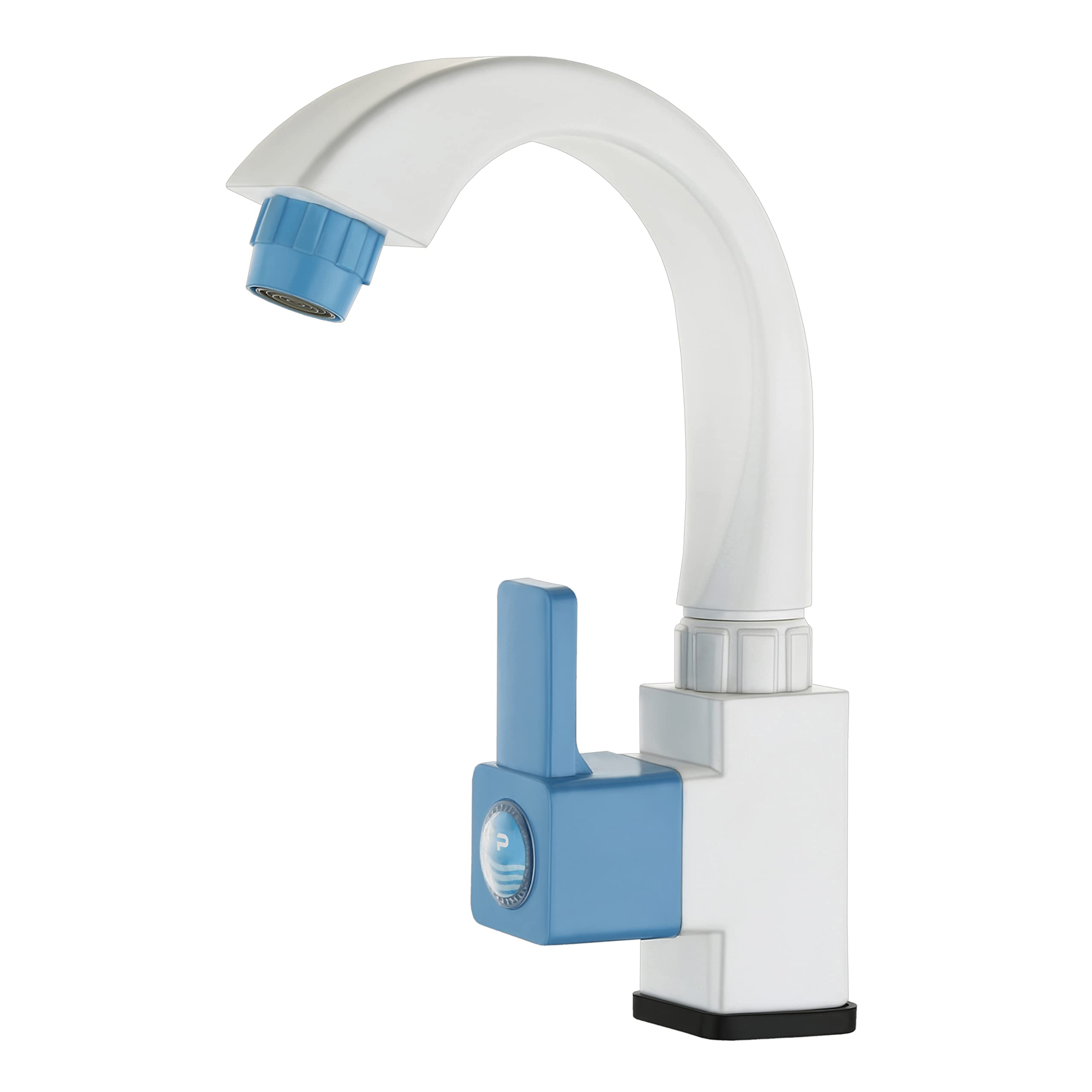 Primax PTMT ES-116-Single Lever Swan Neck 360 Degree Swivel Spout for Kitchen Faucet (Blue & White)