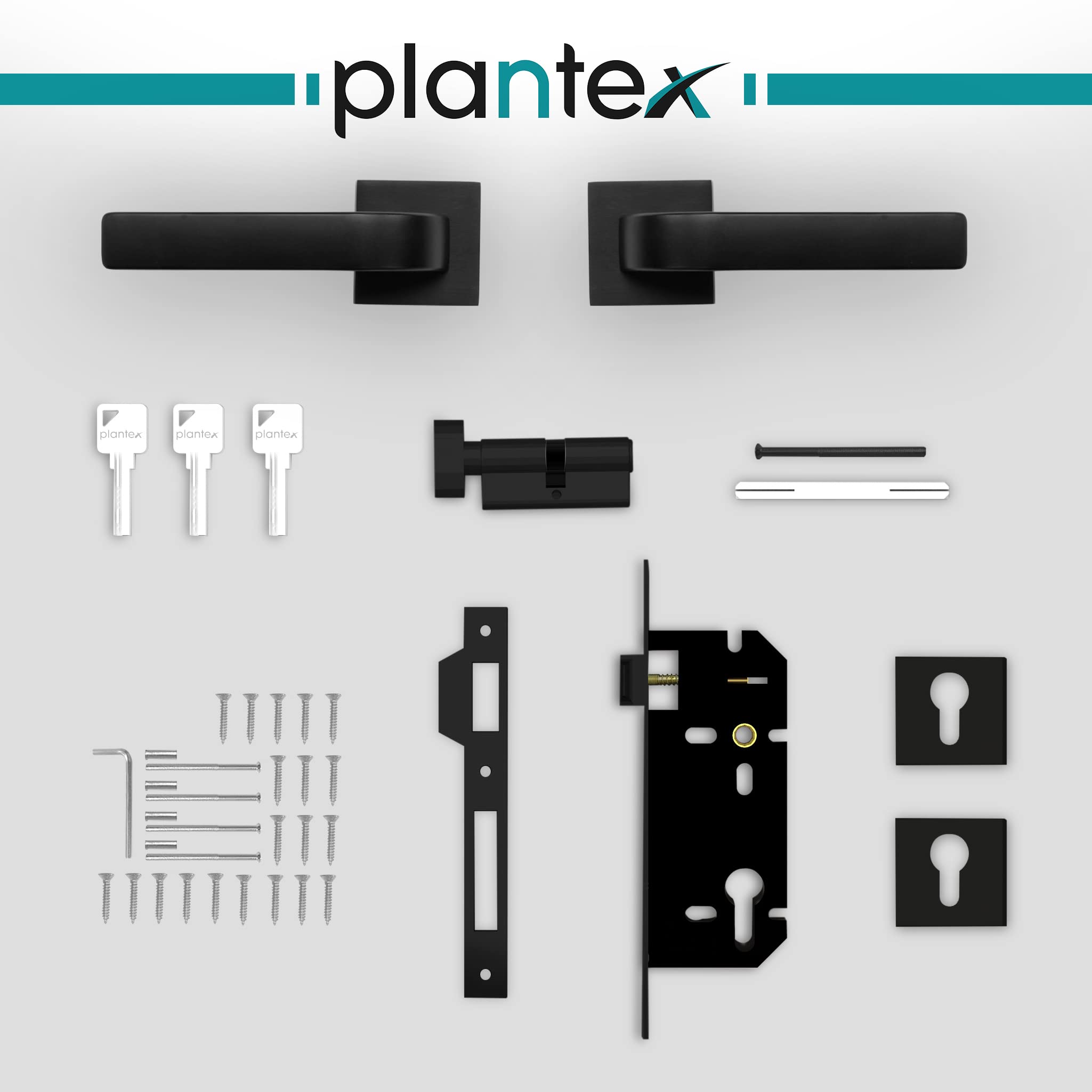 Plantex Heavy Duty Door Lock - Main Door Lock Set with 3 Keys/Mortise Door Lock for Home/Office/Hotel (7107 - Black)