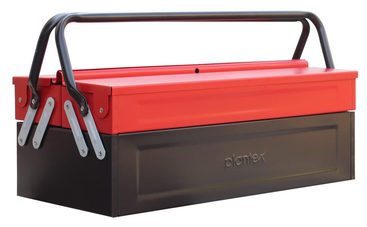 Plantex High Grade Metal Tool Box for Tools/Tool Kit Box for Home and Garage/Tool Box Without Tools-3 Compartment (Red & Black)