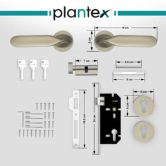 Plantex Heavy Duty Door Lock - Main Door Lock Set with 3 Keys/Mortise Door Lock for Home/Office/Hotel (7106 - Satin White)