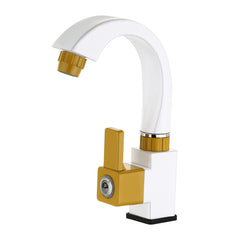Primax PTMT EDS-126-Single Lever Swan Neck 360 Degree Swivel Spout for Kitchen Faucet (Yellow & White)