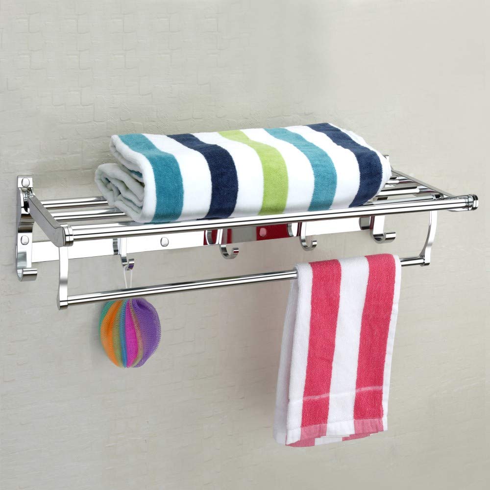 Plantex Royal Foldable Towel Rack for Bathroom – Stainless Steel & 1.5 Feet Long – Towel Stand/Towel Holder/Bathroom Accessories for Home