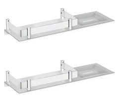 Plantex Stainless Steel 2in1 Multipurpose Bathroom Rack/Shelf with soap Dish/Holder - Bathroom Accessories (15x5 Inches) - Pack of 2