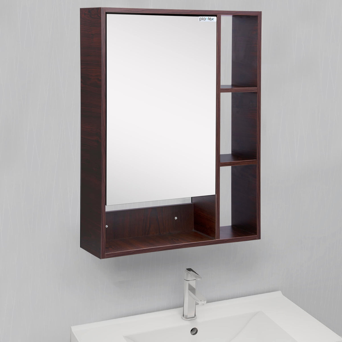 Plantex Bathroom Mirror Cabinet - HDHMR Wood Retro Bathroom Organizer Cabinet (18 x 24 Inches) Bathroom Accessories (APS-6001-Rose Wood)