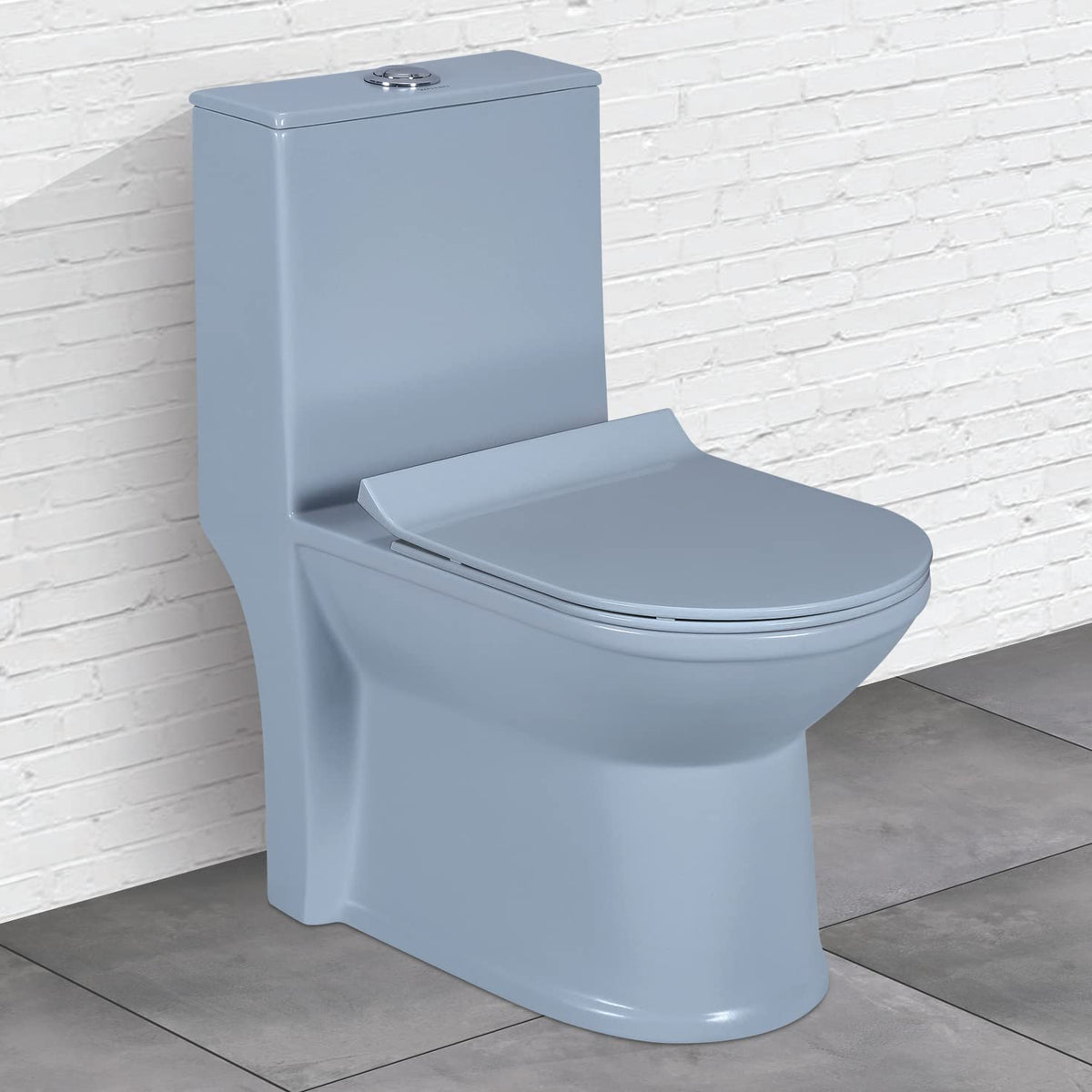 Plantex Platinium Ceramic Rimless One Piece Western Toilet/Water Closet/Commode With Soft Close Toilet Seat - S Trap Outlet (APS-745, Ocean)
