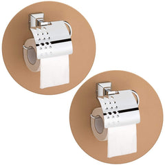 Plantex Platinum Stainless Steel 304 Grade Squaro Toilet Paper Roll Holder/Toilet Paper Holder in Bathroom/Kitchen/Bathroom Accessories(Chrome) - Pack of 2