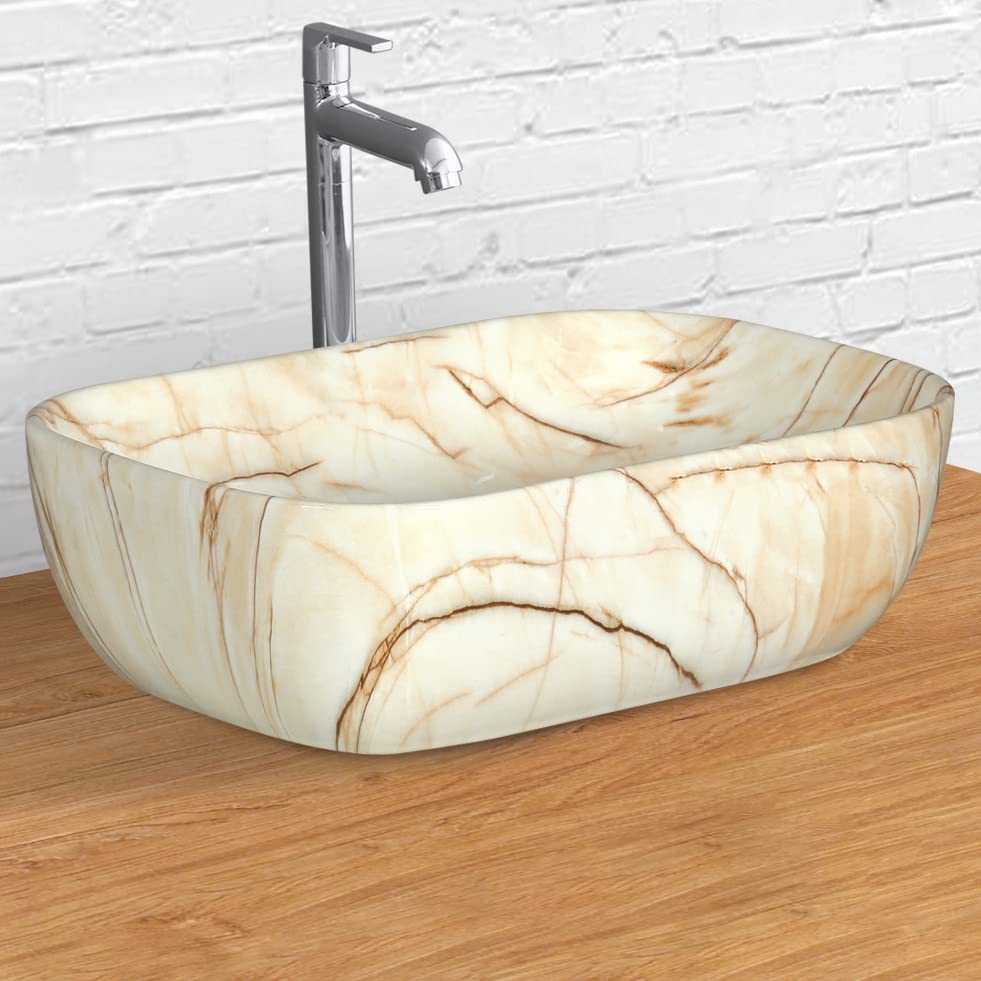 Plantex Platinium Tabletop Ceramic Rectangular Wash Basin/Countertop Bathroom Sink (WIS-023, 18 x 14 x 5.5 Inch)
