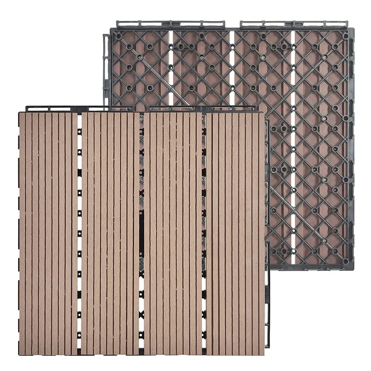Plantex Tiles for Floor-Interlocking Wood Plastic Composite(WPC) Tiles/Garden Tile/Quick Flooring Solution for Indoor/Outdoor Deck Tile-Pack of 1 (APS-1214,MS)
