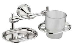 Plantex Niko Stainless Steel 304 Grade 2in1 Soap Dish with Tumbler Holder/Soap Stand/Tooth Brush Holder/Bathroom Accessories (Chrome)