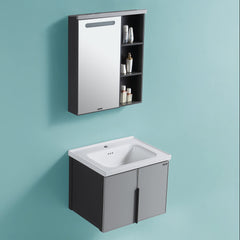 Plantex Aluminum Bathroom Vanity Cabinet Set/LED Light Glass Mirror Cabinet/Ceramic Basin for Bathroom - Pack of 1 (APS-1100-60-Grey)