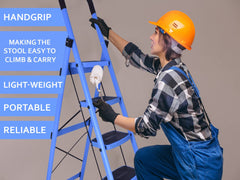 Plantex Ladder for Home-Foldable Steel 4 Step Ladder-Wide Anti Skid Steps (Blue & Black)