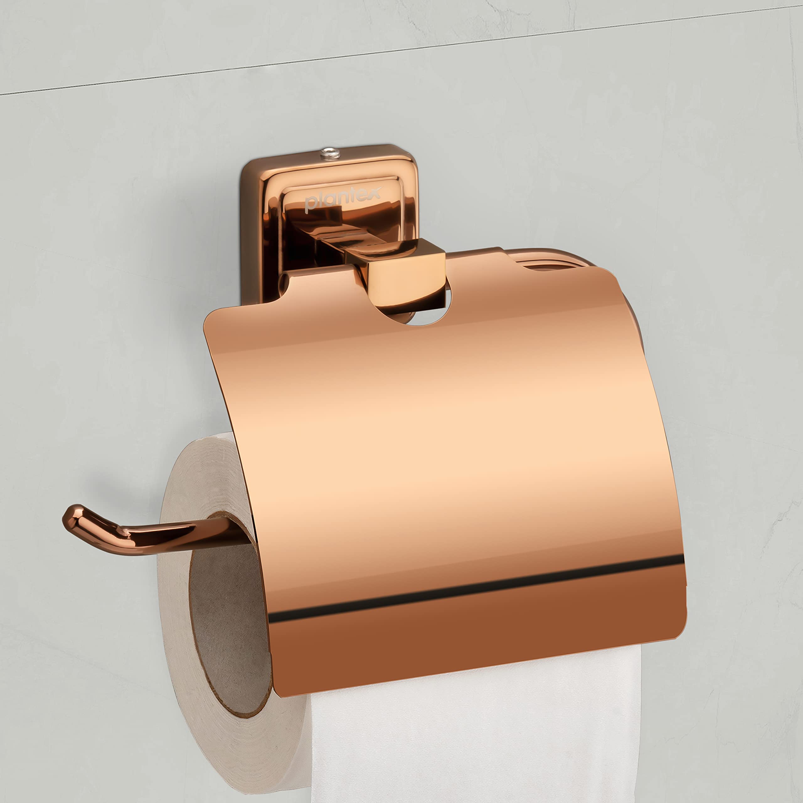 Plantex 304 Grade Stainless Steel Decan Toilet Paper Roll Holder/Tissue Paper Holder for Bathroom/Bathroom Accessories - Pack of 3 (648 - PVD Rose Gold)