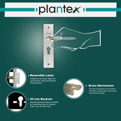Plantex Heavy Duty Door Lock - Main Door Lock Set with 3 Keys/Mortise Door Lock for Home/Office/Hotel (8105 - Matt)