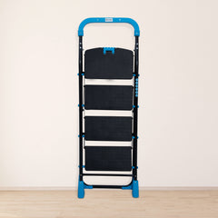 Plantex Heavy-Duty Mild-Steel Stylo Folding 4 Step Ladder for Home with Advanced Locking System - 4 Wide Step Ladder(Black & Blue)